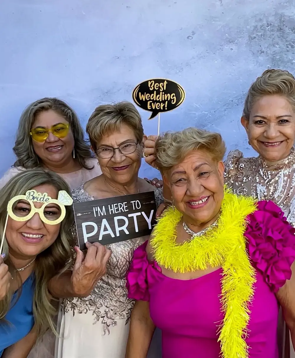 Wedding guests celebrating together